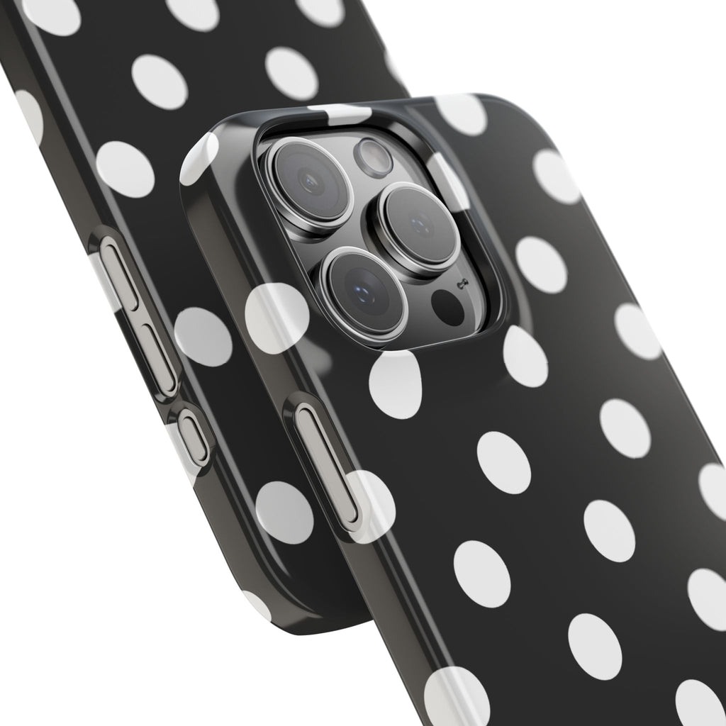 Polka Dot Slim Phone Case — Black & White Retro Dot Pattern