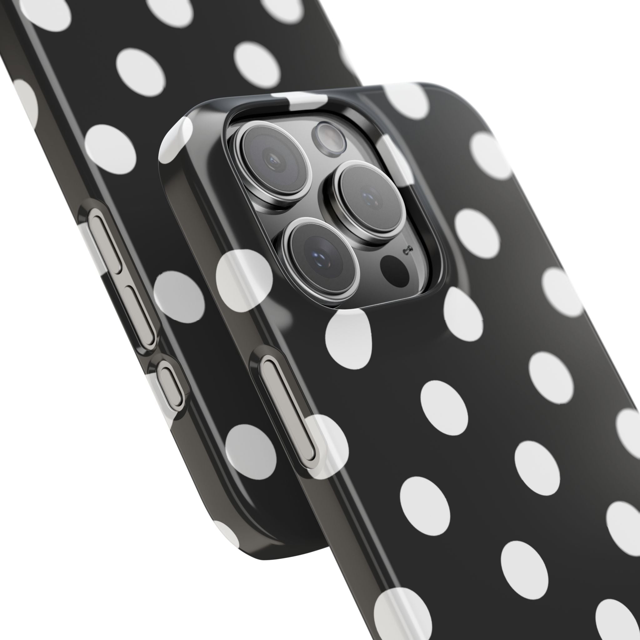 Polka Dot Slim Phone Case — Black & White Retro Dot Pattern