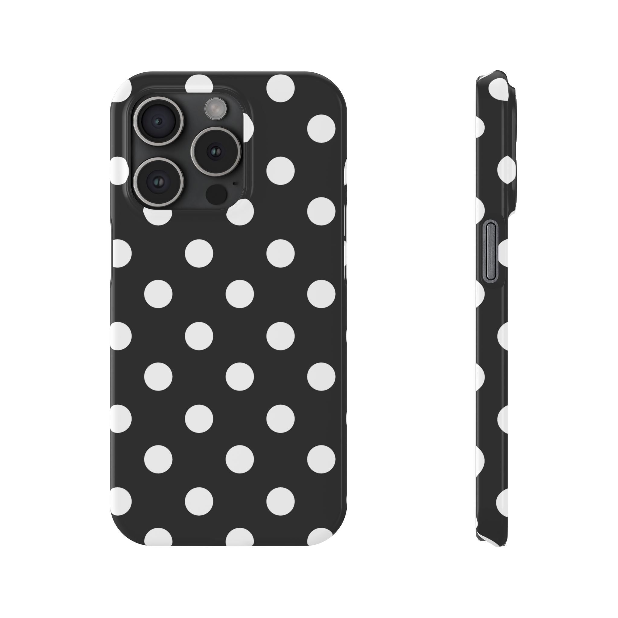 Polka Dot Slim Phone Case — Black & White Retro Dot Pattern
