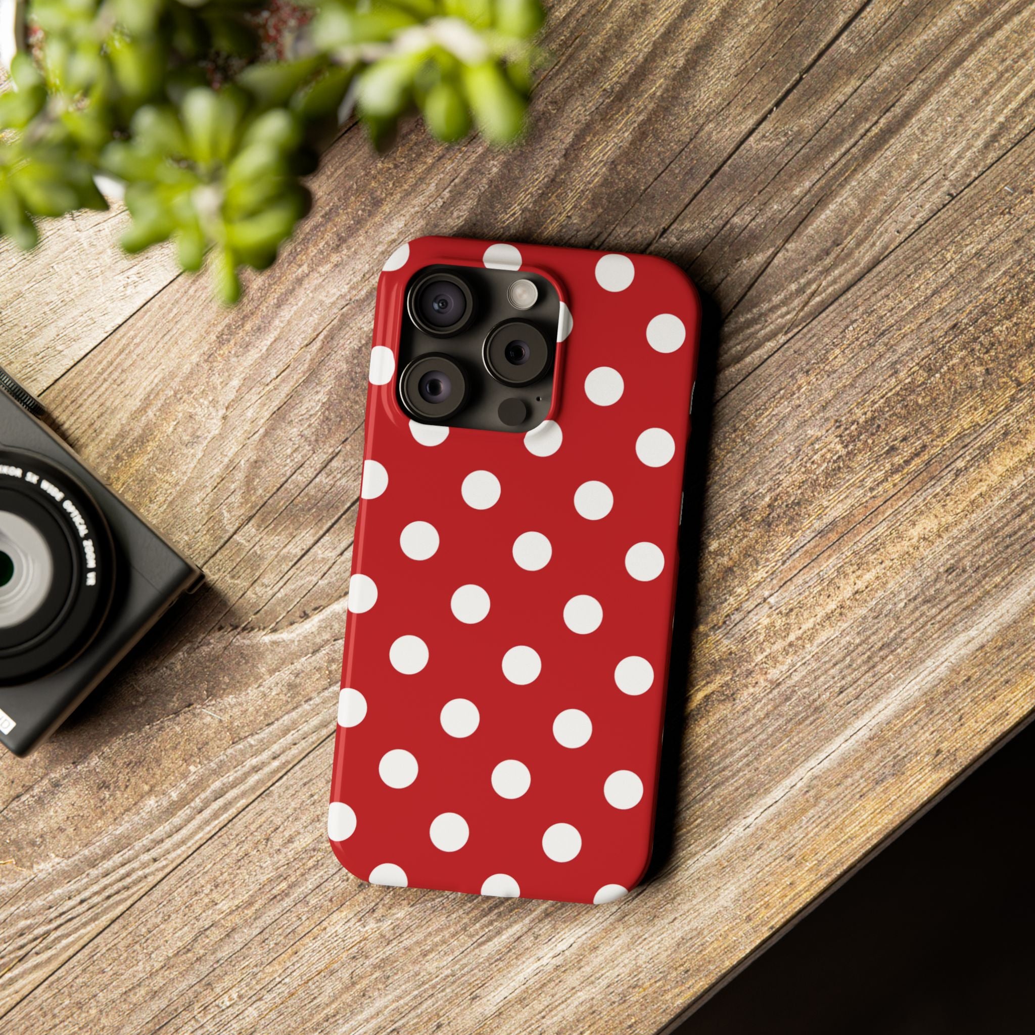 Red Polka Dot Slim Phone Case — Retro Chic iPhone Cover