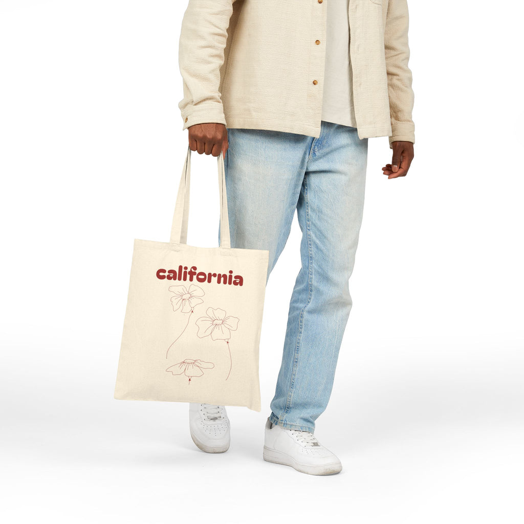California Canvas Tote Bag — Retro Text Organic Cotton Market Bag