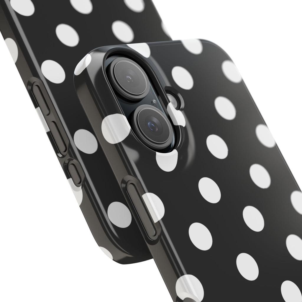 Polka Dot Slim Phone Case — Black & White Retro Dot Pattern