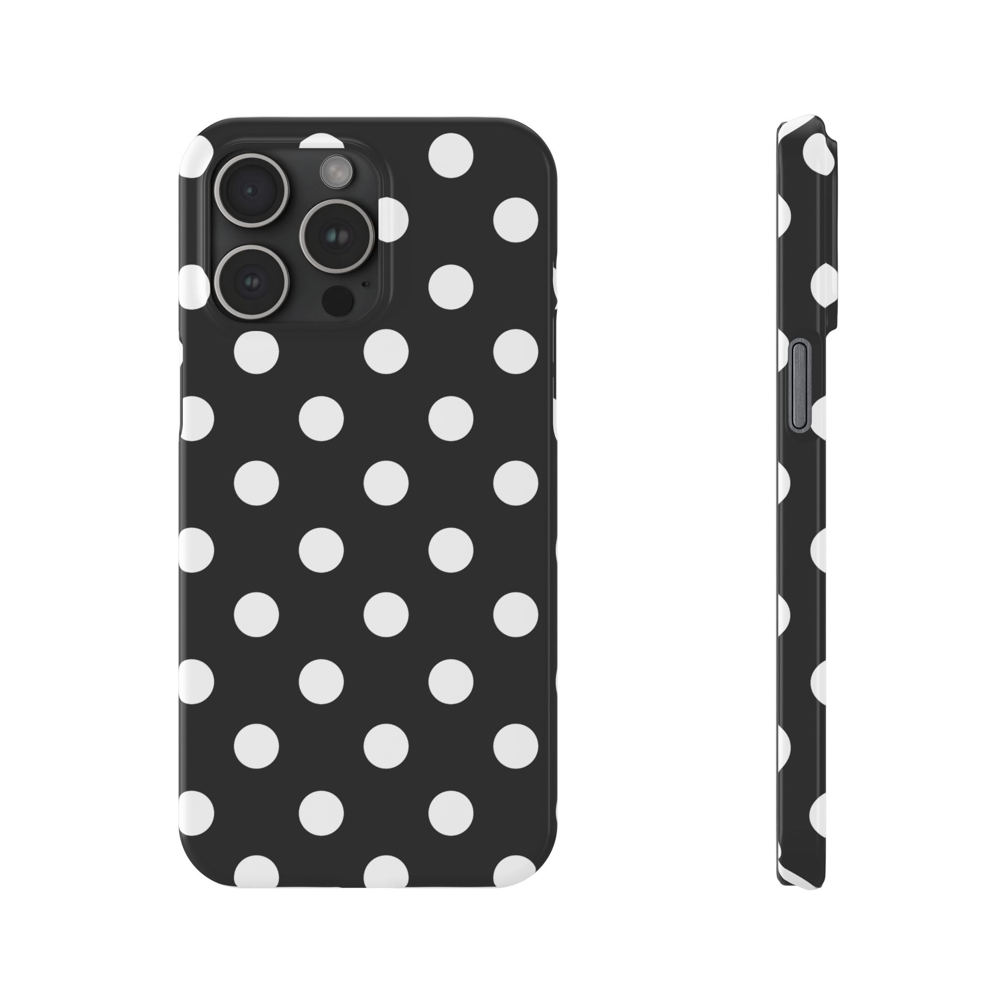 Polka Dot Slim Phone Case — Black & White Retro Dot Pattern