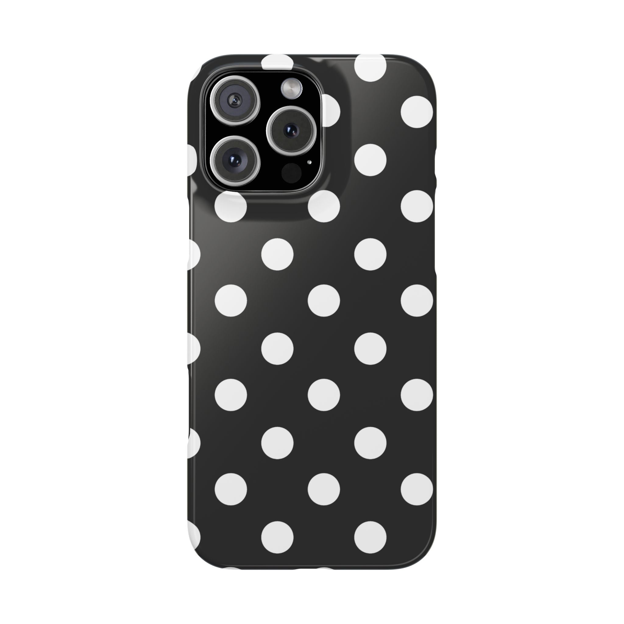 Polka Dot Slim Phone Case — Black & White Retro Dot Pattern