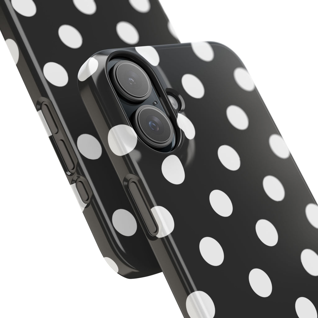 Polka Dot Slim Phone Case — Black & White Retro Dot Pattern