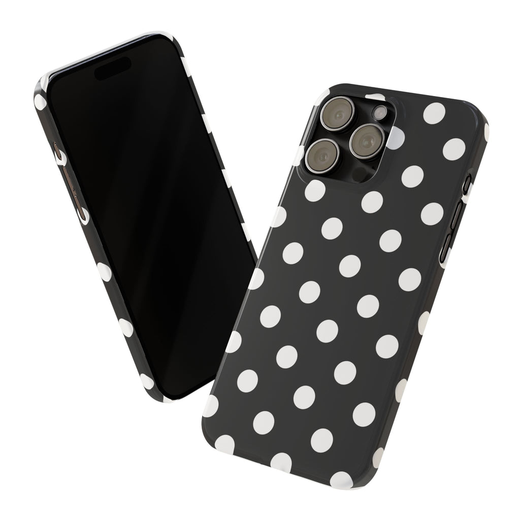 Polka Dot Slim Phone Case — Black & White Retro Dot Pattern