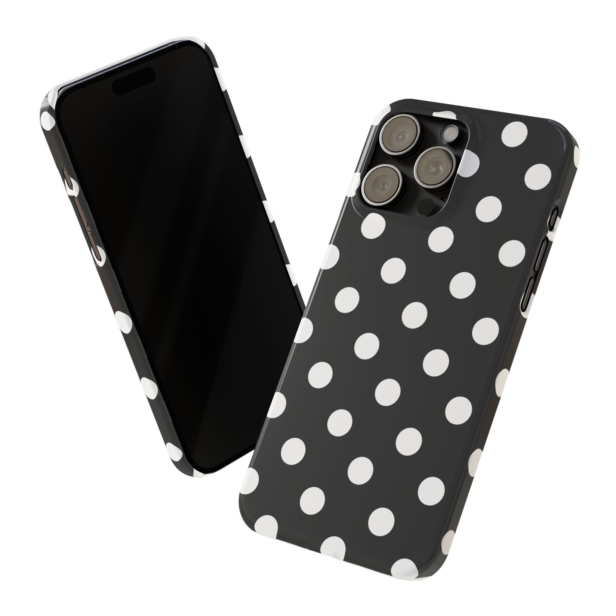 Polka Dot Slim Phone Case — Black & White Retro Dot Pattern