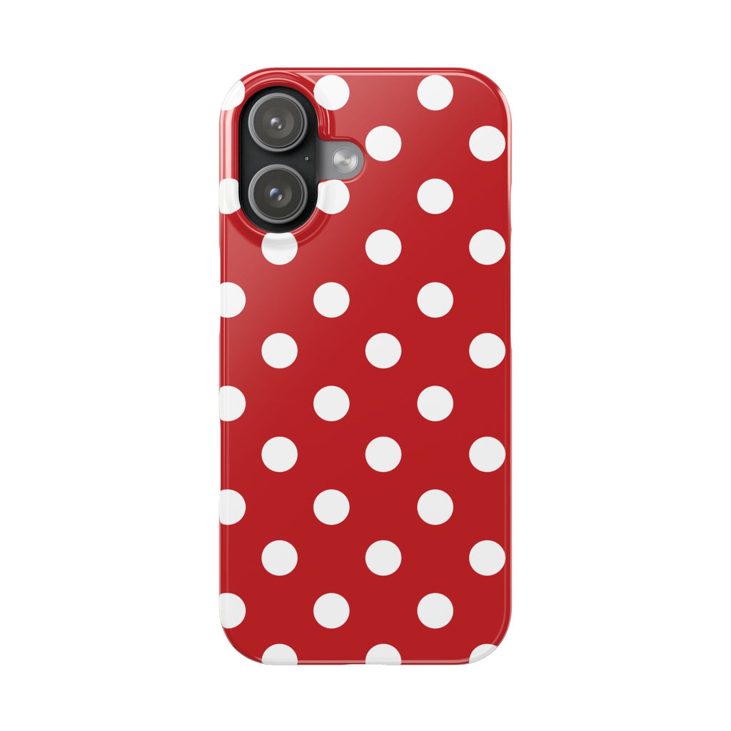 Red Polka Dot Slim Phone Case — Retro Chic iPhone Cover