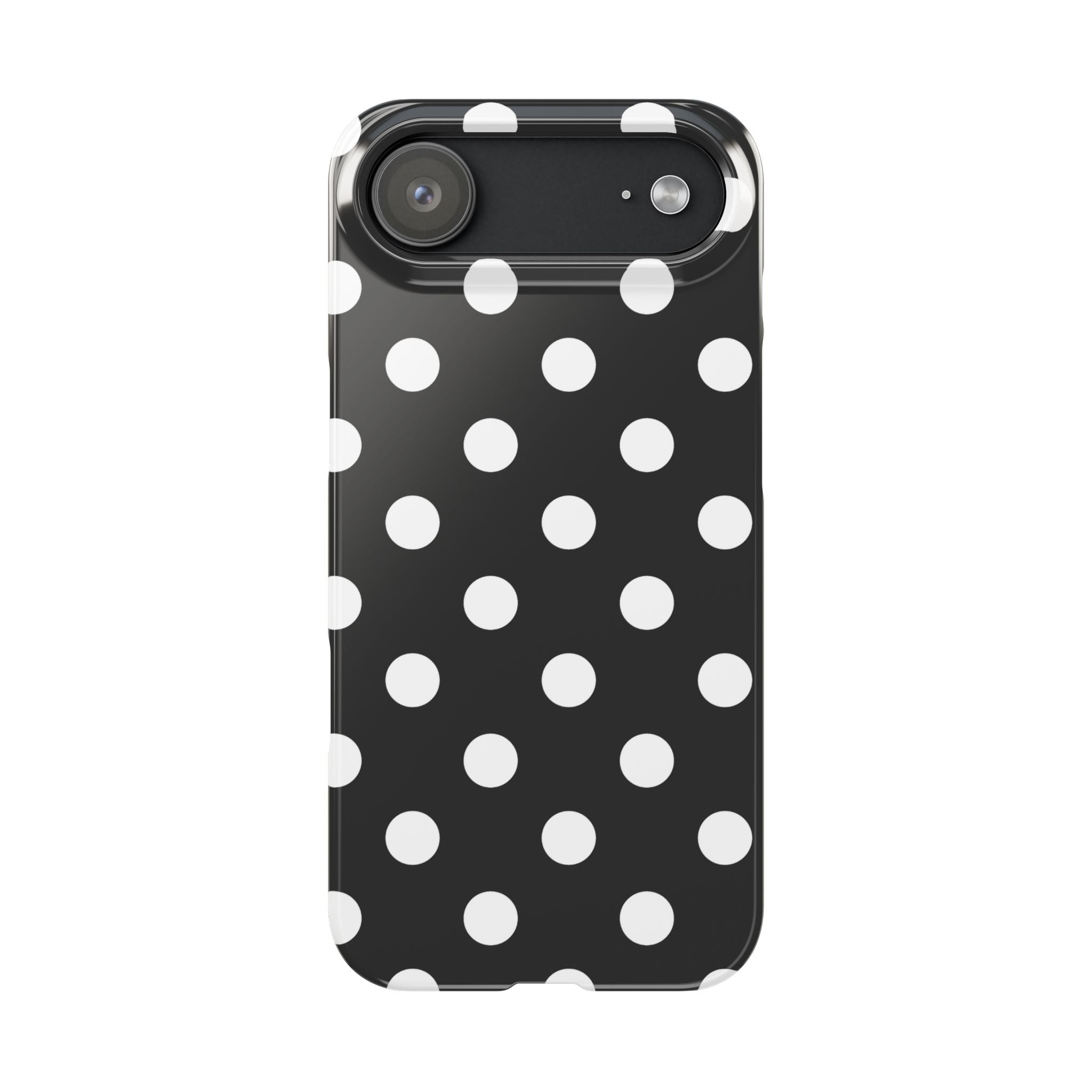 Polka Dot Slim Phone Case — Black & White Retro Dot Pattern