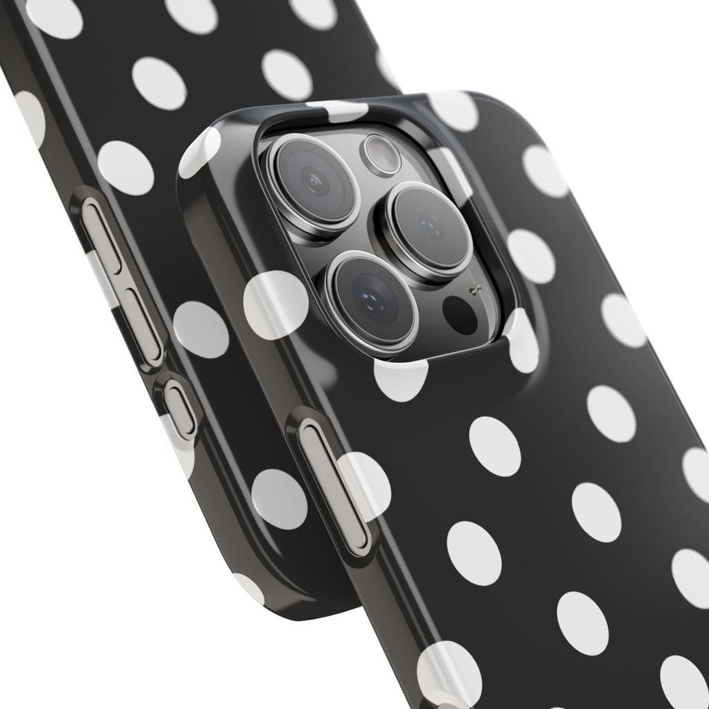 Polka Dot Slim Phone Case — Black & White Retro Dot Pattern
