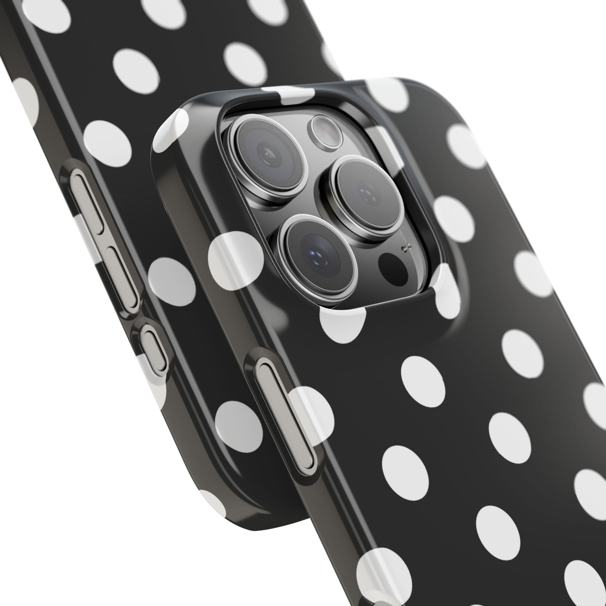Polka Dot Slim Phone Case — Black & White Retro Dot Pattern
