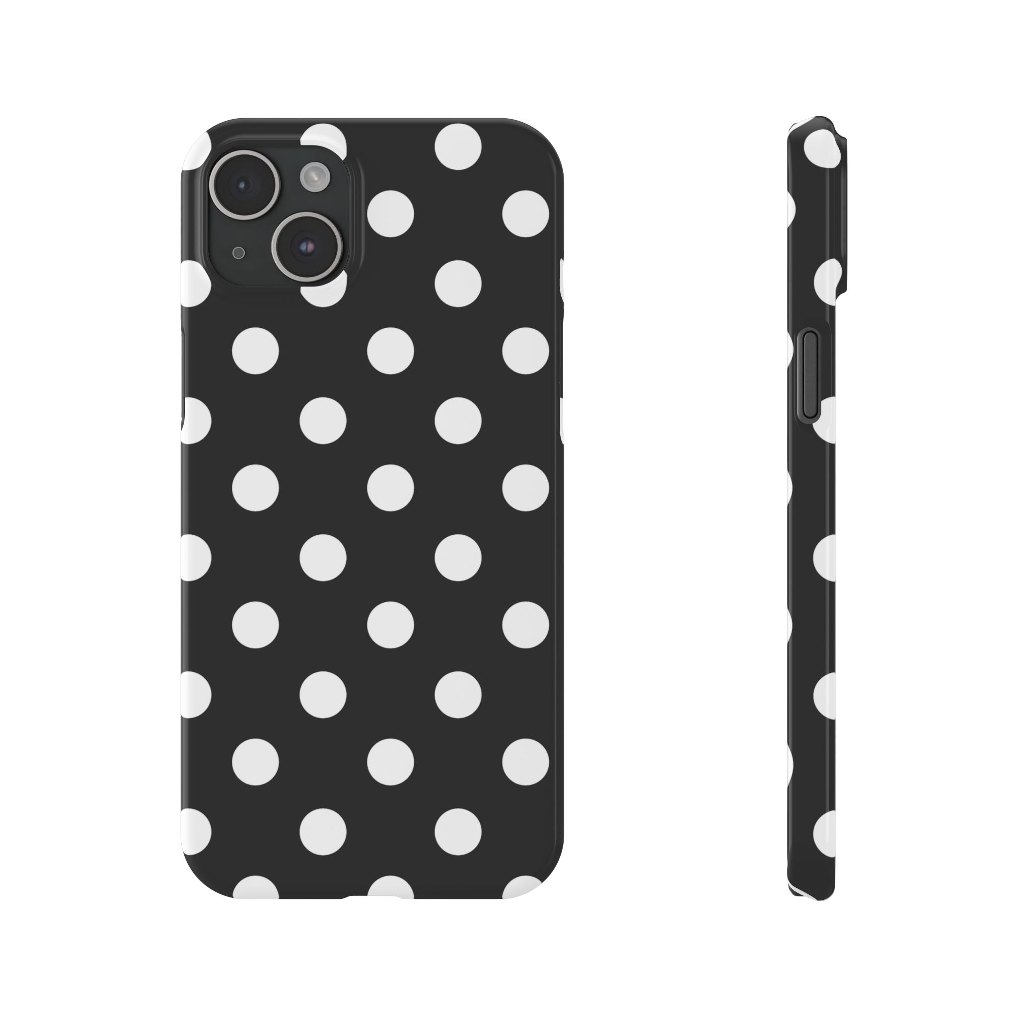 Polka Dot Slim Phone Case — Black & White Retro Dot Pattern