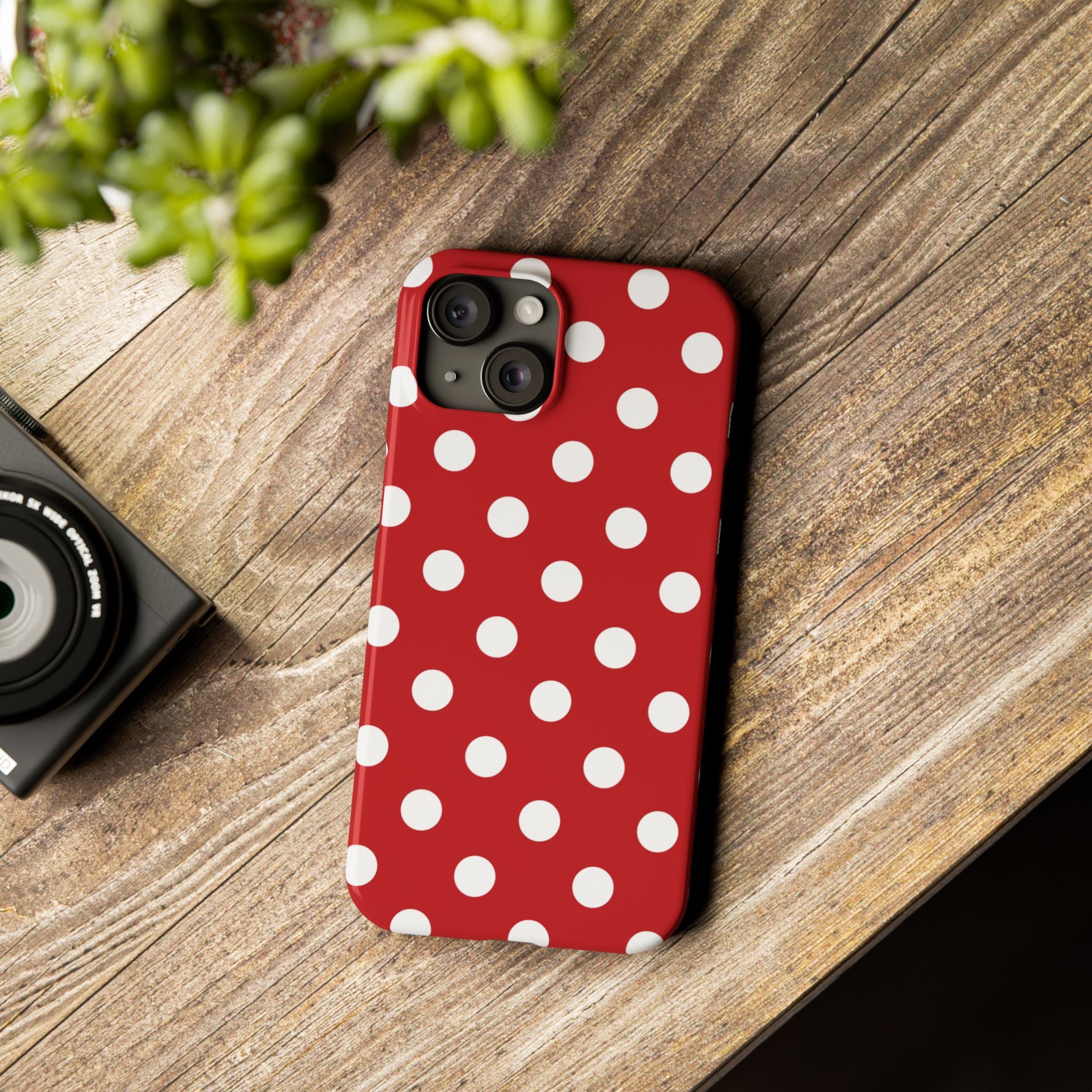 Red Polka Dot Slim Phone Case — Retro Chic iPhone Cover