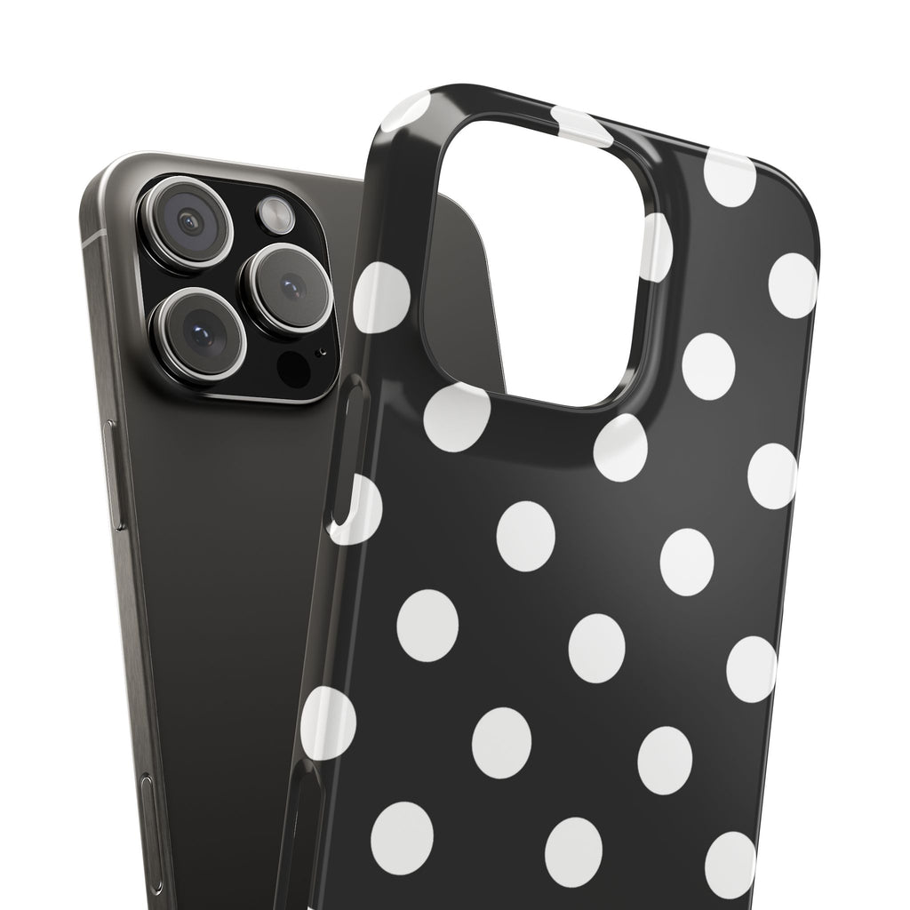Polka Dot Slim Phone Case — Black & White Retro Dot Pattern