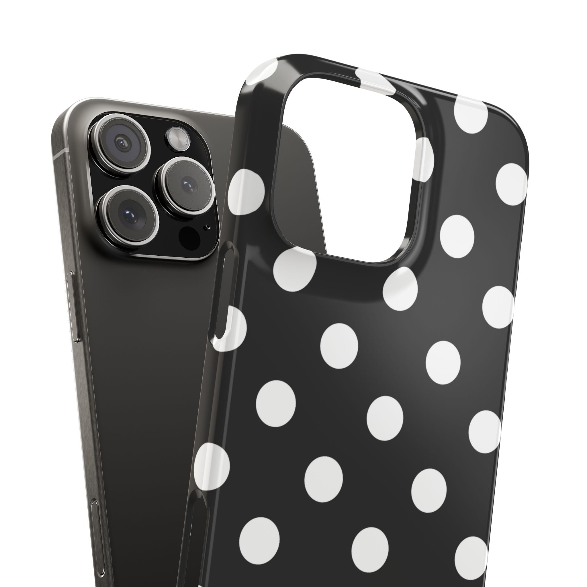 Polka Dot Slim Phone Case — Black & White Retro Dot Pattern