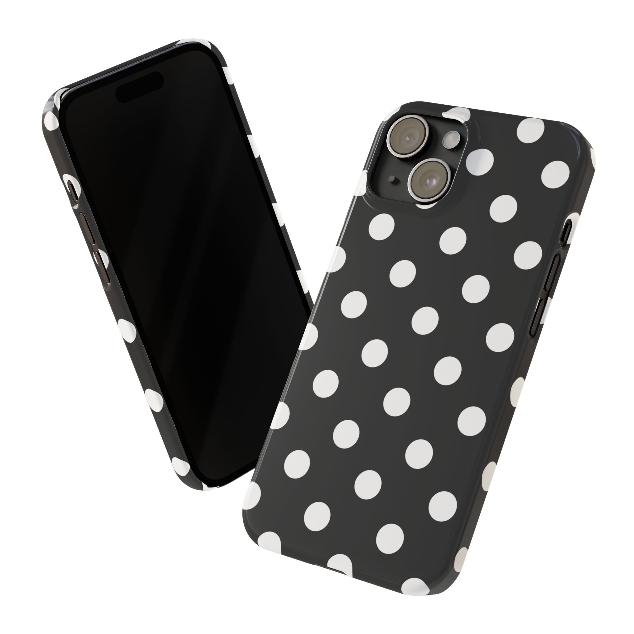 Polka Dot Slim Phone Case — Black & White Retro Dot Pattern