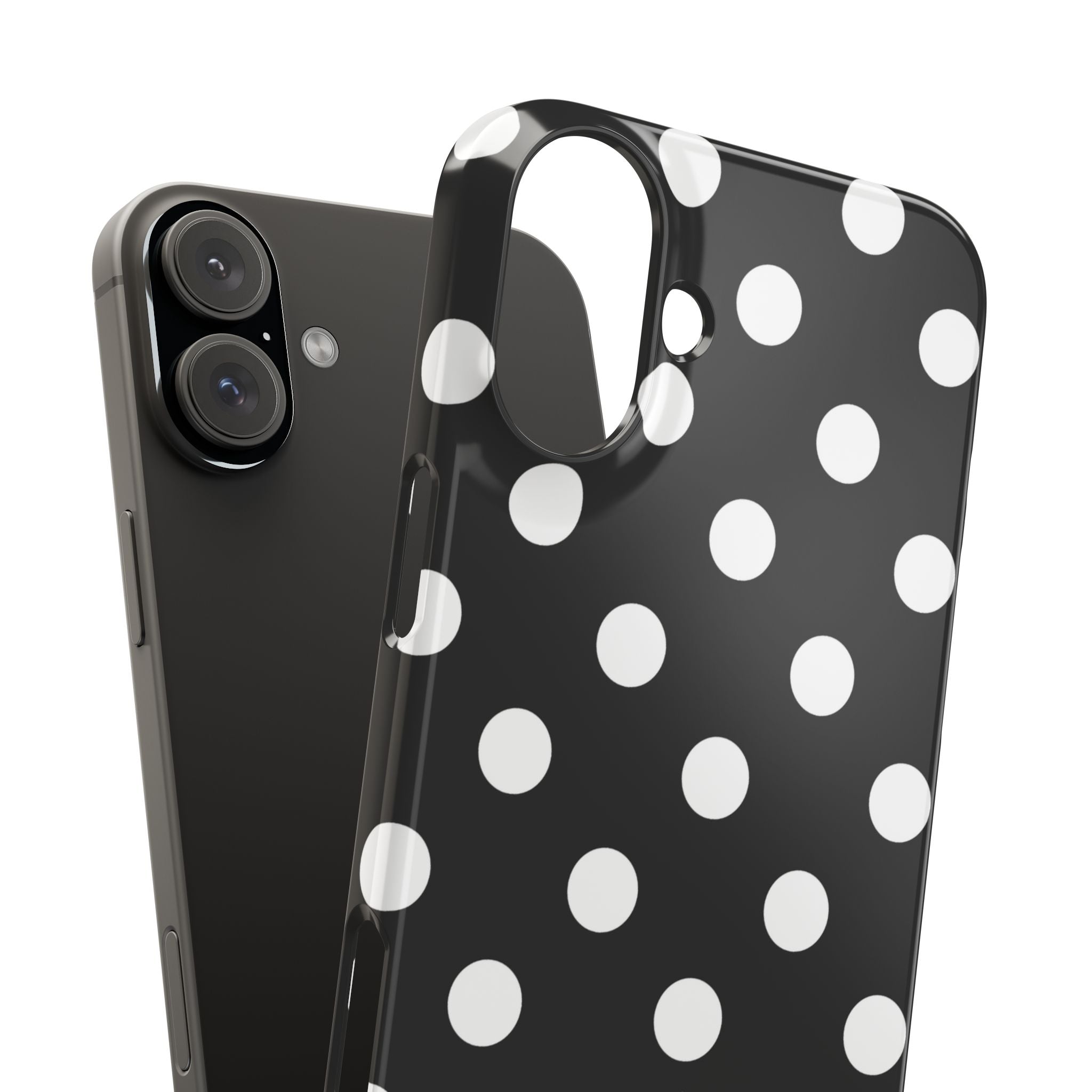 Polka Dot Slim Phone Case — Black & White Retro Dot Pattern