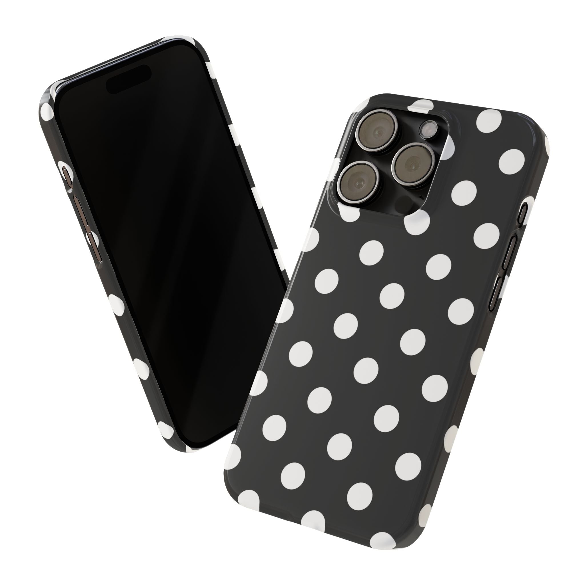 Polka Dot Slim Phone Case — Black & White Retro Dot Pattern