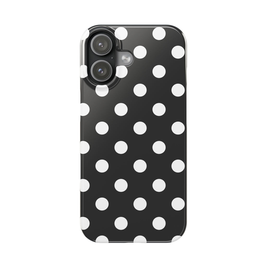 Polka Dot Slim Phone Case — Black & White Retro Dot Pattern