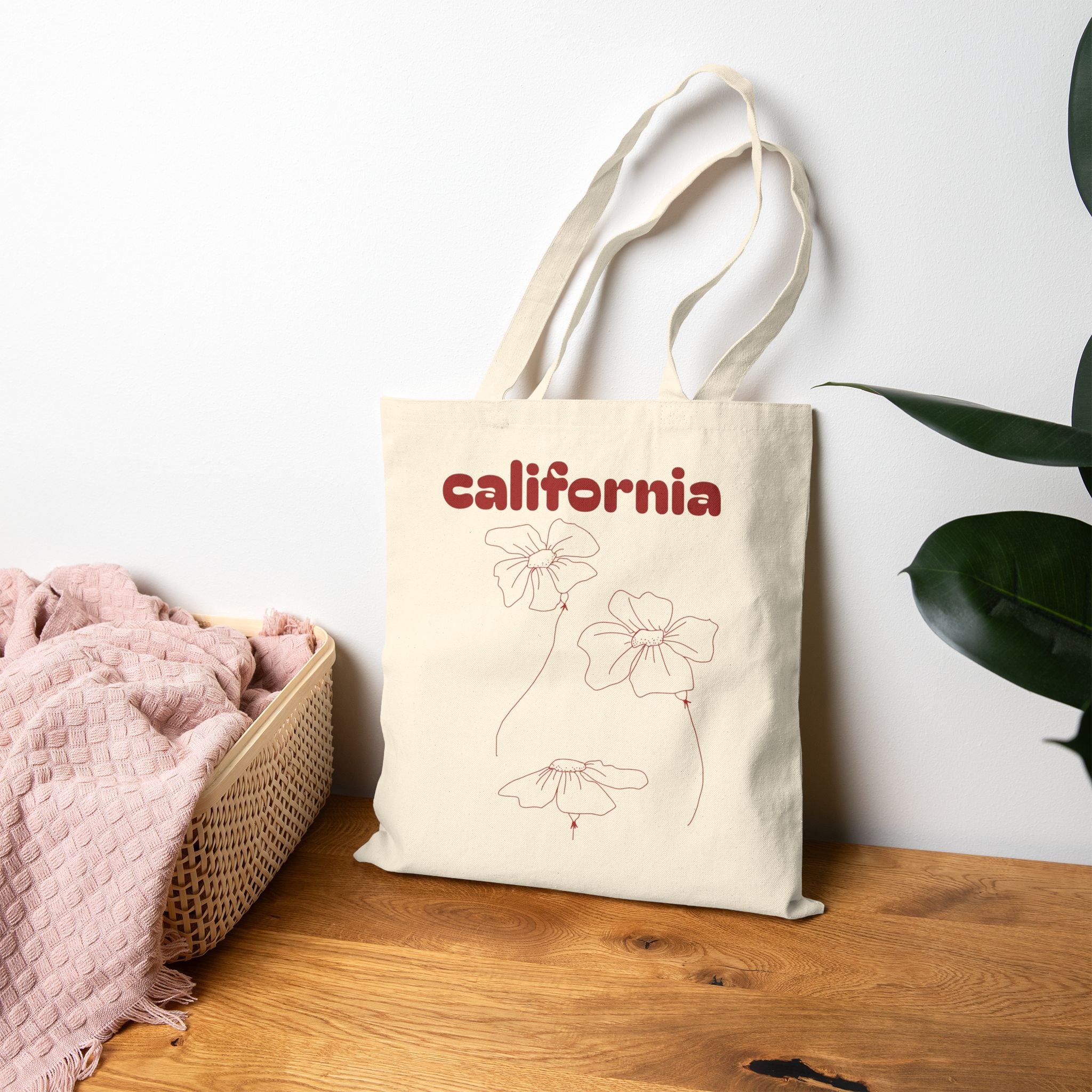 California Canvas Tote Bag — Retro Text Organic Cotton Market Bag
