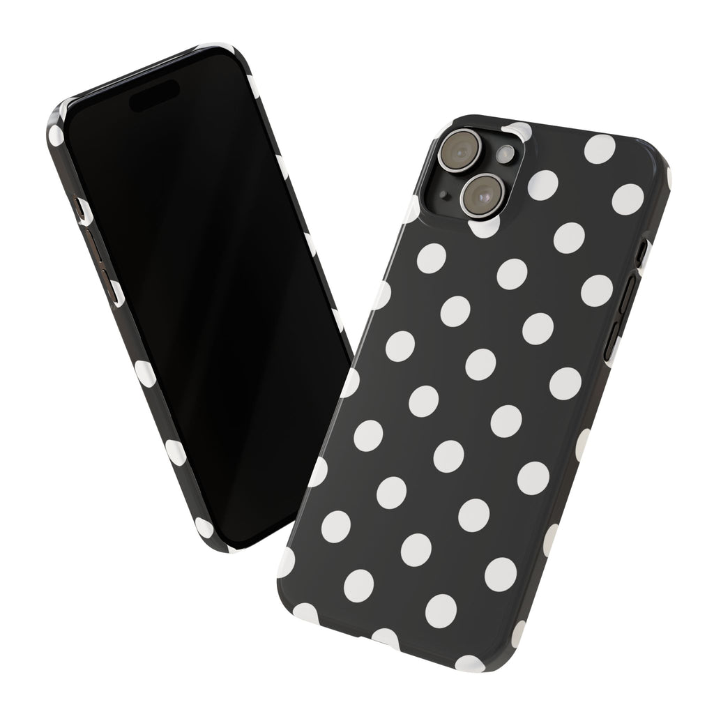 Polka Dot Slim Phone Case — Black & White Retro Dot Pattern