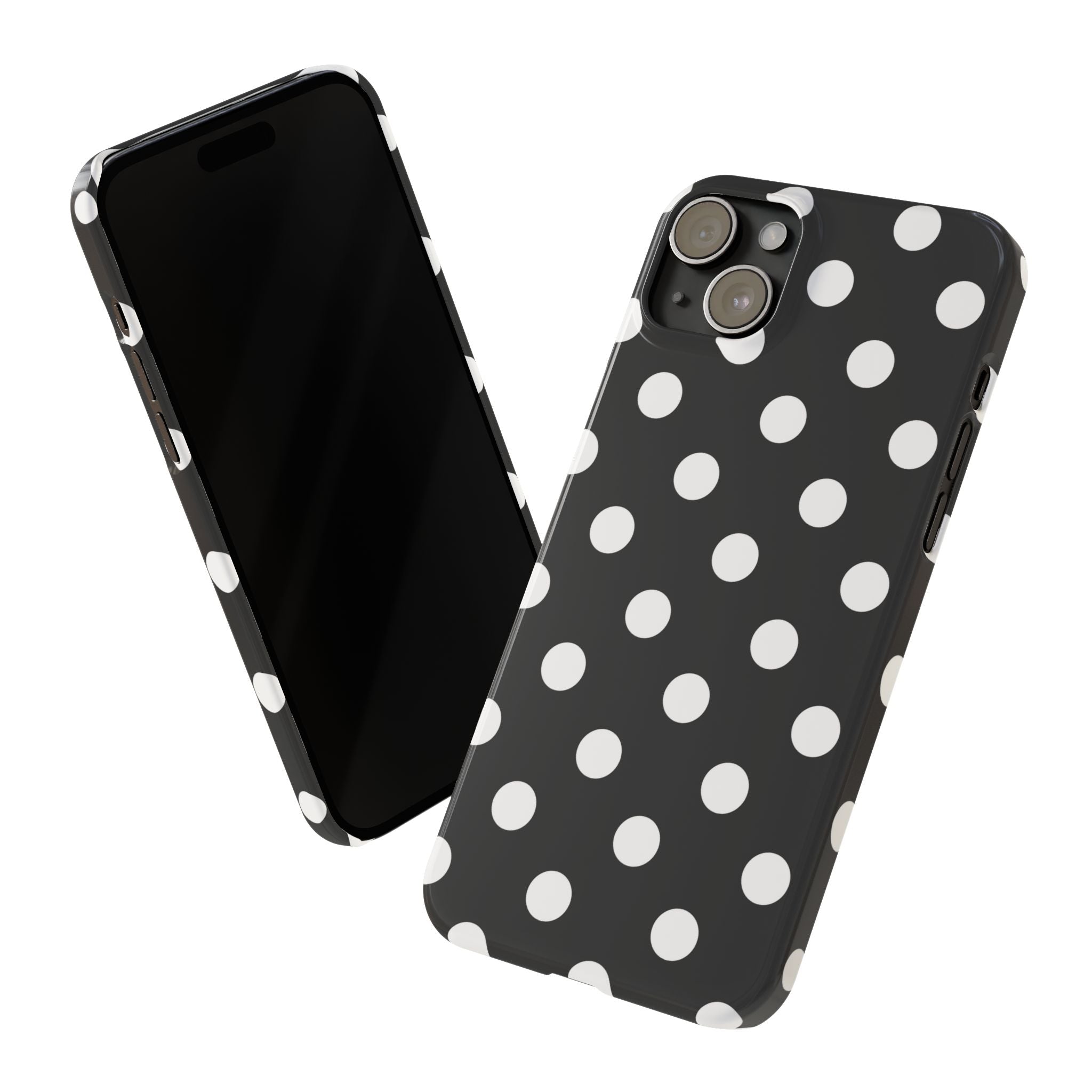 Polka Dot Slim Phone Case — Black & White Retro Dot Pattern