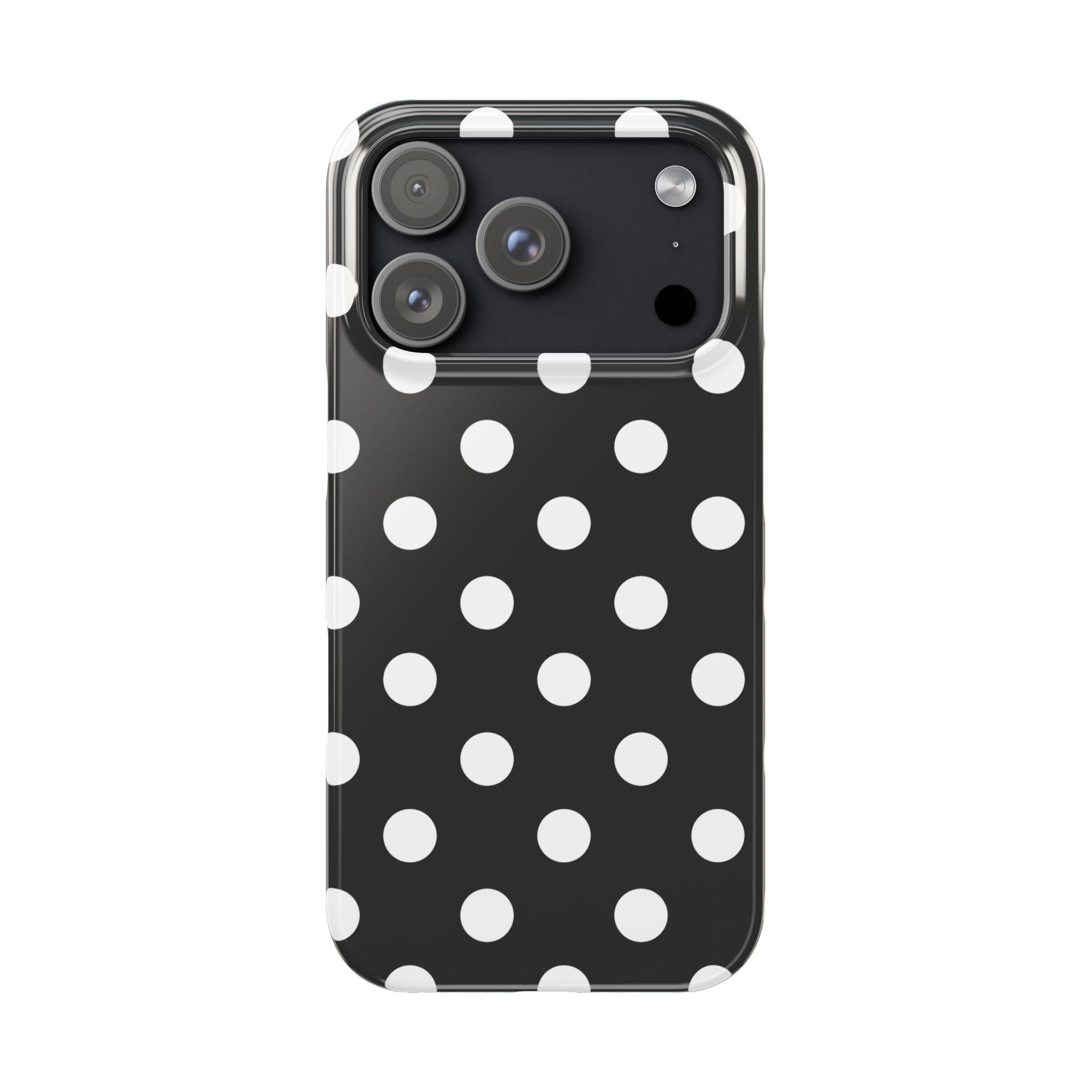 Polka Dot Slim Phone Case — Black & White Retro Dot Pattern