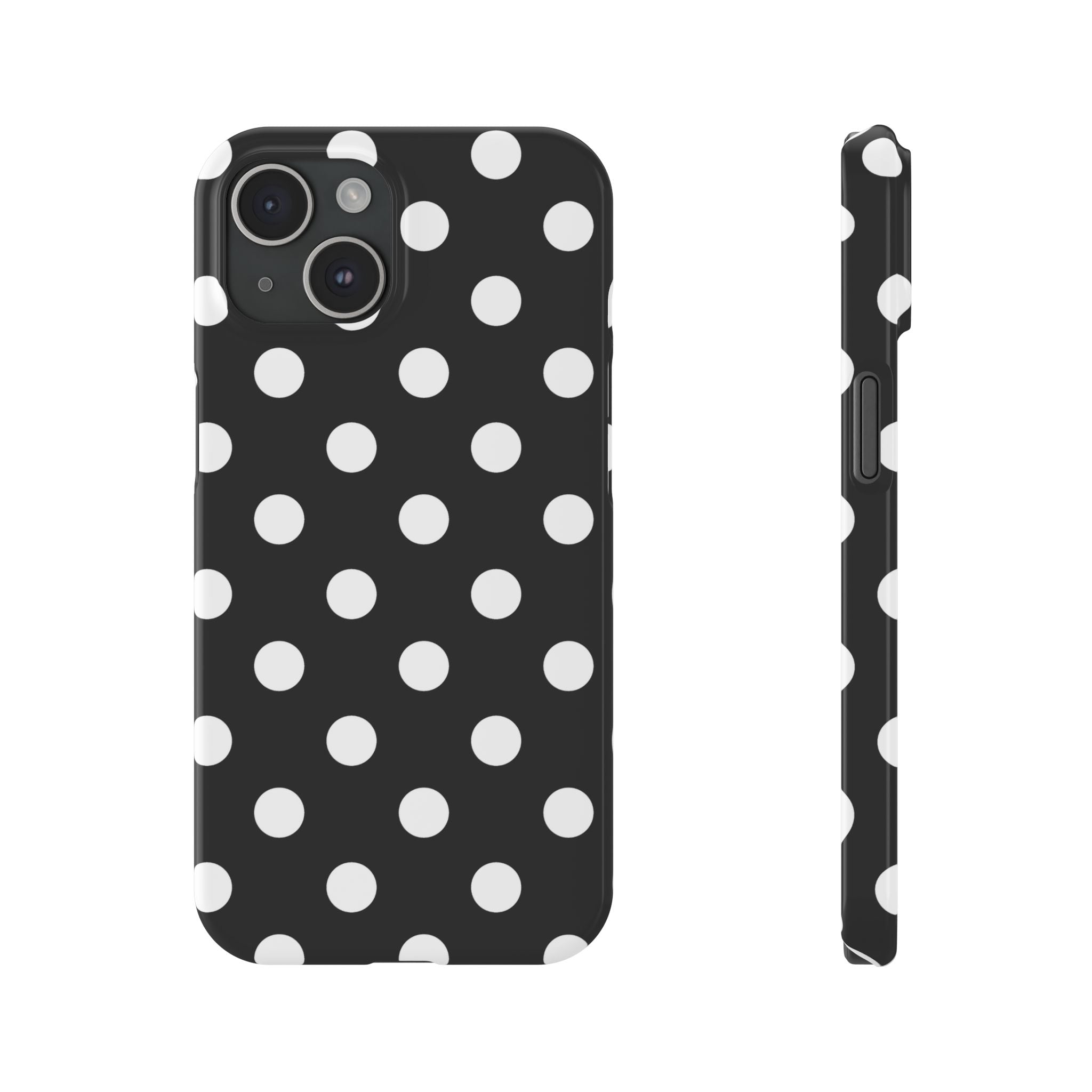 Polka Dot Slim Phone Case — Black & White Retro Dot Pattern