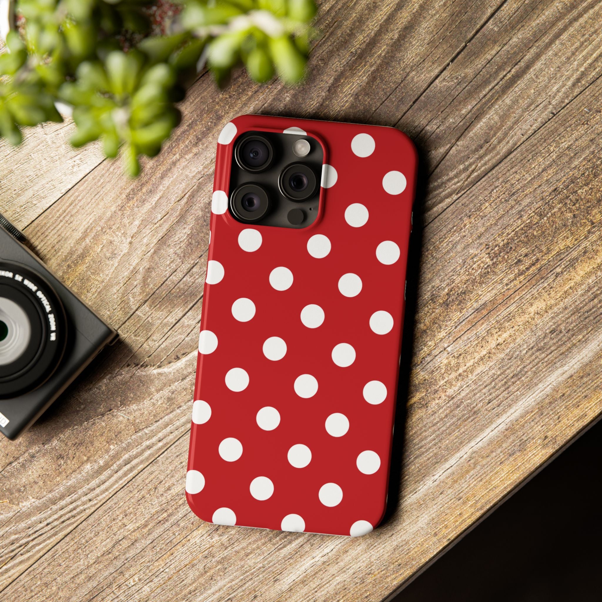 Red Polka Dot Slim Phone Case — Retro Chic iPhone Cover