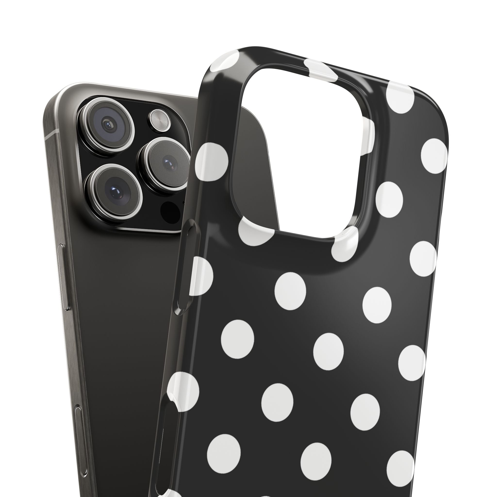 Polka Dot Slim Phone Case — Black & White Retro Dot Pattern